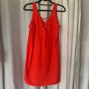 Red silk dress